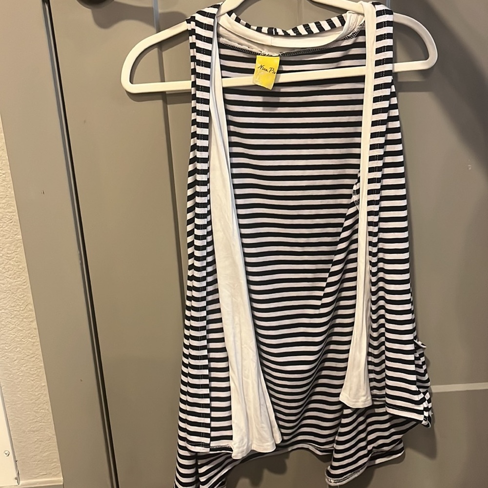 Blue and white cardigan
